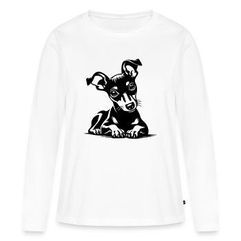 Pinscher nain - T-shirt manches longues Premium bio Femme - blanc - Devant - Julia (174cm)