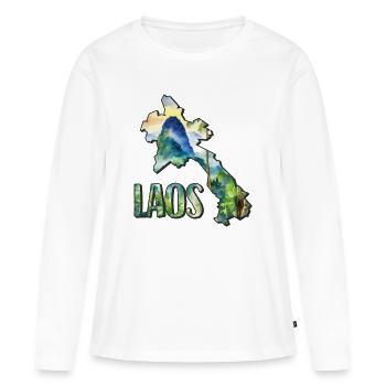Aquarell Landkarte Laos - Frauen Premium Bio Langarmshirt - Weiß - Vorne - Julia (174cm)