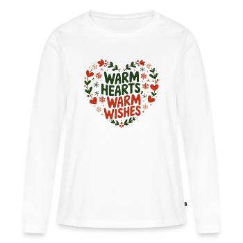 Cœurs chaleureux, vœux chaleureux - T-shirt manches longues Premium bio Femme - blanc - Devant - Julia (174cm)
