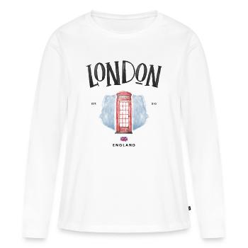 London Red Phone Booth Watercolor - Women's Premium Organic Long Sleeve Shirt - white - Front - Julia (174cm)