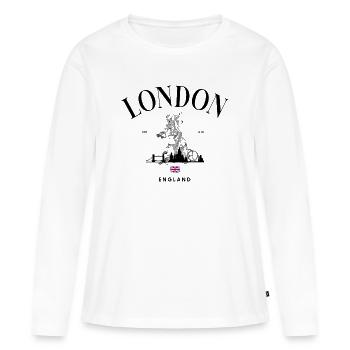 Tiny Union Jack Accent on Black - Women's Premium Organic Long Sleeve Shirt - white - Front - Julia (174cm)