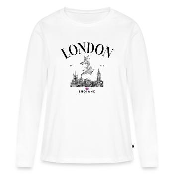 Tiny Union Jack on Black - Women's Premium Organic Long Sleeve Shirt - white - Front - Julia (174cm)