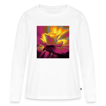 Éclat de Rose - T-shirt manches longues Premium bio Femme - blanc - Devant - Julia (174cm)