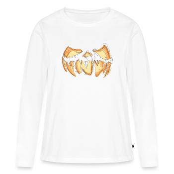 Kürbis Gesicht Halloween Scribble - Frauen Premium Bio Langarmshirt - Weiß - Vorne - Julia (174cm)