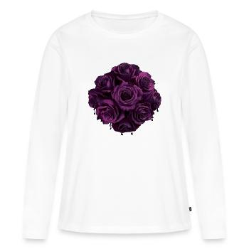 Purpurrose Bouquet Noir - Frauen Premium Bio Langarmshirt - Weiß - Vorne - Julia (174cm)