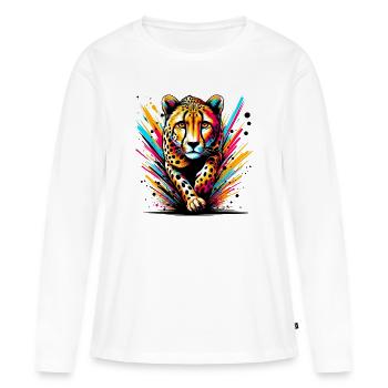Guépard - T-shirt manches longues Premium bio Femme - blanc - Devant - Julia (174cm)