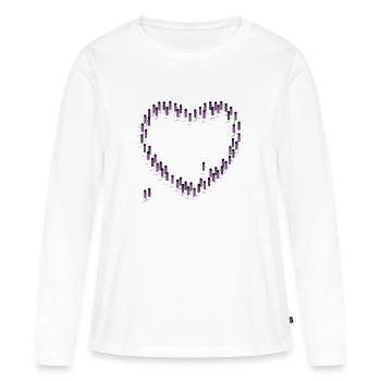 Foule, Coeur, Cohésion, Communauté, Violet - T-shirt manches longues Premium bio Femme - blanc - Devant - Julia (174cm)