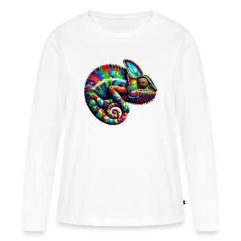 Caméléon - T-shirt manches longues Premium bio Femme - blanc - Devant - Julia (174cm)