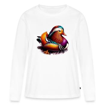 Canard mandarin - T-shirt manches longues Premium bio Femme - blanc - Devant - Julia (174cm)