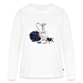 Vintager Krug mit blauer Rose - Frauen Premium Bio Langarmshirt - Weiß - Vorne - Julia (174cm)