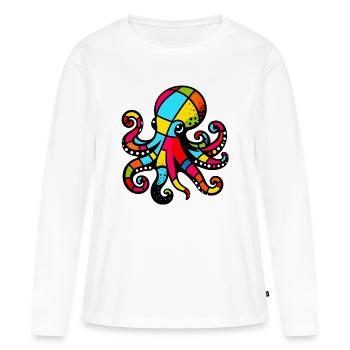 Krake - Frauen Premium Bio Langarmshirt - Weiß - Vorne - Julia (174cm)