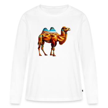 Kamel - Frauen Premium Bio Langarmshirt - Weiß - Vorne - Julia (174cm)