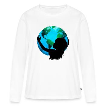 Planète Terre - T-shirt manches longues Premium bio Femme - blanc - Devant - Julia (174cm)