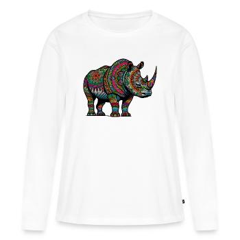 Nashorn - Frauen Premium Bio Langarmshirt - Weiß - Vorne - Julia (174cm)