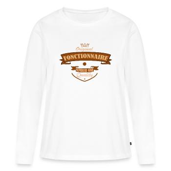Fonctionnaire - T-shirt manches longues Premium bio Femme - blanc - Devant - Julia (174cm)