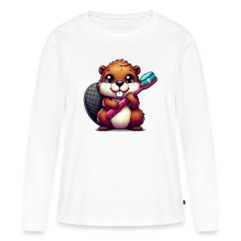 Castor - T-shirt manches longues Premium bio Femme - blanc - Devant - Julia (174cm)
