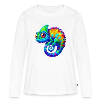 Caméléon - T-shirt manches longues Premium bio Femme - blanc - Devant - Julia (174cm)