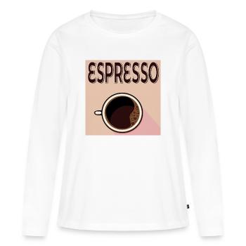 Café expresso - T-shirt manches longues Premium bio Femme - blanc - Devant - Julia (174cm)