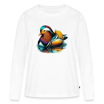 Canard mandarin - T-shirt manches longues Premium bio Femme - blanc - Devant - Julia (174cm)