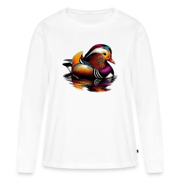 Canard mandarin - T-shirt manches longues Premium bio Femme - blanc - Devant - Julia (174cm)