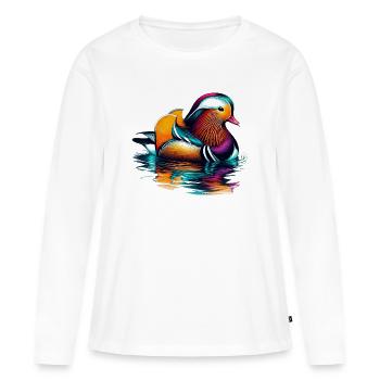 Canard mandarin - T-shirt manches longues Premium bio Femme - blanc - Devant - Julia (174cm)