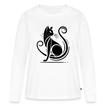 Modern Black Cat - Women's Premium Organic Long Sleeve Shirt - white - Front - Julia (174cm)