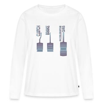 GAZ D’ACCÉLÉRATEUR DE FREIN D’EMBRAYAGE - T-shirt manches longues Premium bio Femme - blanc - Devant - Julia (174cm)