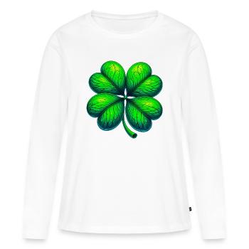 Trèfle à quatre feuilles - T-shirt manches longues Premium bio Femme - blanc - Devant - Julia (174cm)