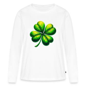 Trèfle à quatre feuilles - T-shirt manches longues Premium bio Femme - blanc - Devant - Julia (174cm)