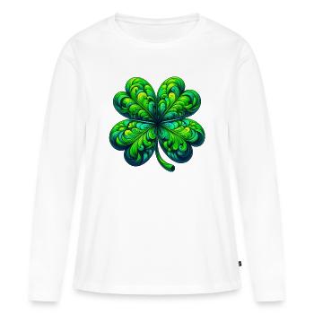 Trèfle à quatre feuilles - T-shirt manches longues Premium bio Femme - blanc - Devant - Julia (174cm)