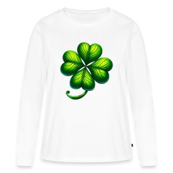 Trèfle à quatre feuilles - T-shirt manches longues Premium bio Femme - blanc - Devant - Julia (174cm)