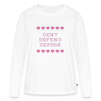 Deny Defend Depose - Women's Premium Organic Long Sleeve Shirt - white - Front - Julia (174cm)