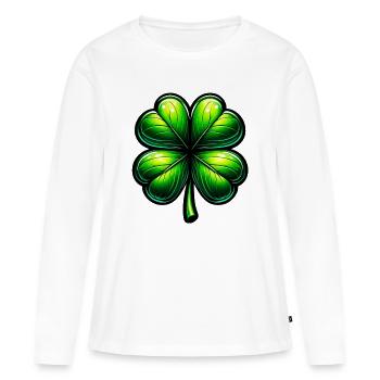 Trèfle à quatre feuilles - T-shirt manches longues Premium bio Femme - blanc - Devant - Julia (174cm)