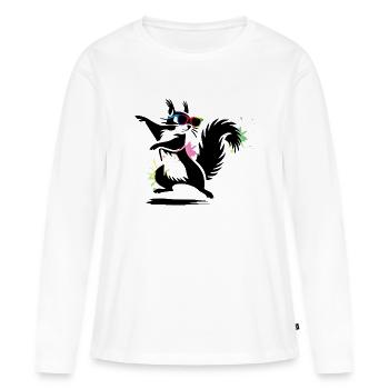 Stylisches Eichhörnchen mit Sonnenbrille Stencil - Frauen Premium Bio Langarmshirt - Weiß - Vorne - Julia (174cm)