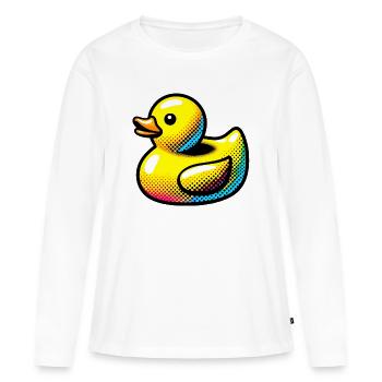 Ente Ente Ente Ente Ente - Frauen Premium Bio Langarmshirt - Weiß - Vorne - Julia (174cm)