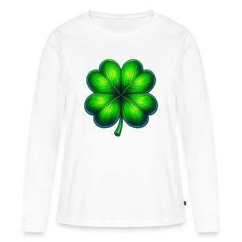 Trèfle à quatre feuilles - T-shirt manches longues Premium bio Femme - blanc - Devant - Julia (174cm)