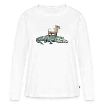Capy & Croc Dreamteam - Frauen Premium Bio Langarmshirt - Weiß - Vorne - Julia (174cm)