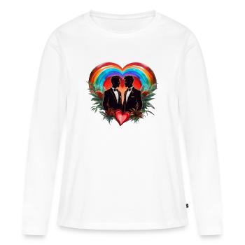 La magie de l’instant : des silhouettes élégantes et joyeuses - T-shirt manches longues Premium bio Femme - blanc - Devant - Julia (174cm)