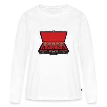 Handglocken Trageset Etui Vintage - Frauen Premium Bio Langarmshirt - Weiß - Vorne - Julia (174cm)