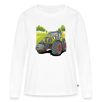 Tracteur dans les champs - T-shirt manches longues Premium bio Femme - blanc - Devant - Julia (174cm)