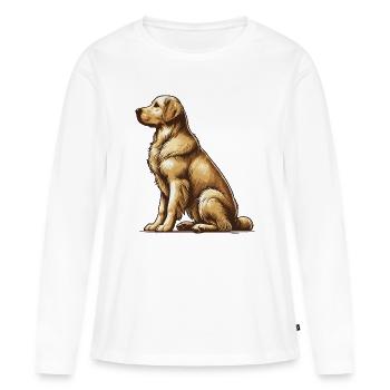 Golden retriever - T-shirt manches longues Premium bio Femme - blanc - Devant - Julia (174cm)