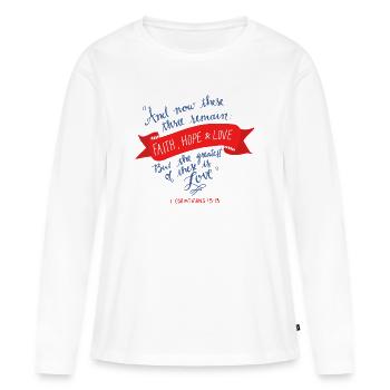 Foi, espérance et amour 2 - T-shirt manches longues Premium bio Femme - blanc - Devant - Julia (174cm)