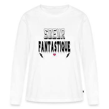 Soeur Fantastique - T-shirt manches longues Premium bio Femme - blanc - Devant - Julia (174cm)