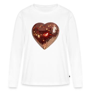 Heart of Disco, Diskokugel im Form eines Herzens - Frauen Premium Bio Langarmshirt - Weiß - Vorne - Julia (174cm)