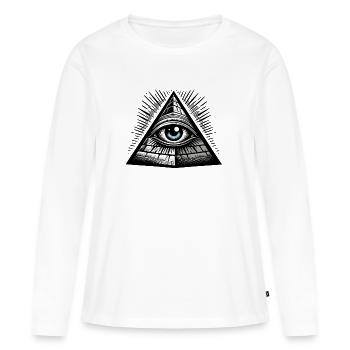 Tout Œil Voyant Conspiration Illuminati Secret p - T-shirt manches longues Premium bio Femme - blanc - Devant - Julia (174cm)