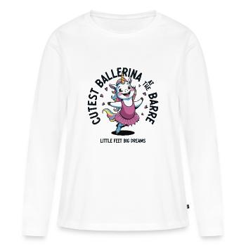 Cutest ballerina at the barre - Frauen Premium Bio Langarmshirt - Weiß - Vorne - Julia (174cm)