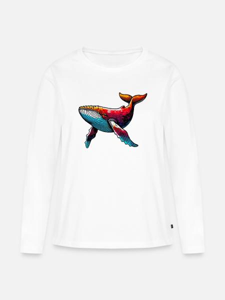 Wal - Frauen Premium Bio Langarmshirt - Weiß