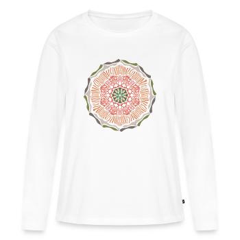 Mandala aux couleurs printanières - T-shirt manches longues Premium bio Femme - blanc - Devant - Julia (174cm)