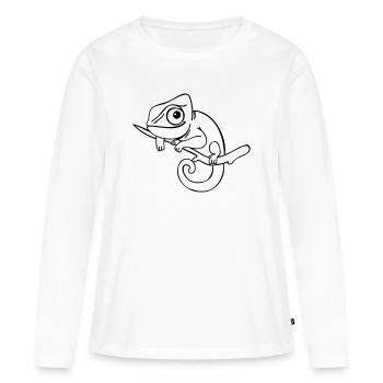 LUI le caméléon, monochrome - T-shirt manches longues Premium bio Femme - blanc - Devant - Julia (174cm)