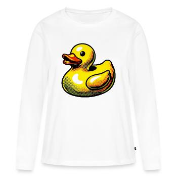 Ente Ente Ente Ente Ente - Frauen Premium Bio Langarmshirt - Weiß - Vorne - Julia (174cm)